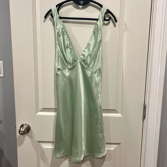NWT Hello Molly Night in Cabana Satin Dress Sage - Medium - Picture 3 of 4